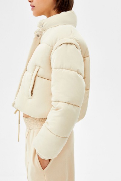 Short Nylon-Effect Puffer Jacket