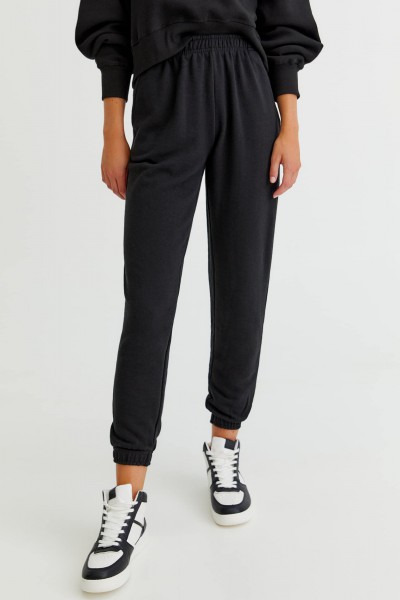 Basic Colored Sweatpants With Elastic Hems