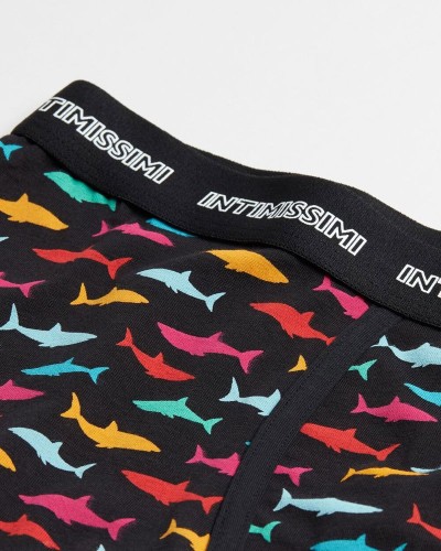 Bóxer con Estampado Tiburones Multicolor de Algodón Supima® Elástico