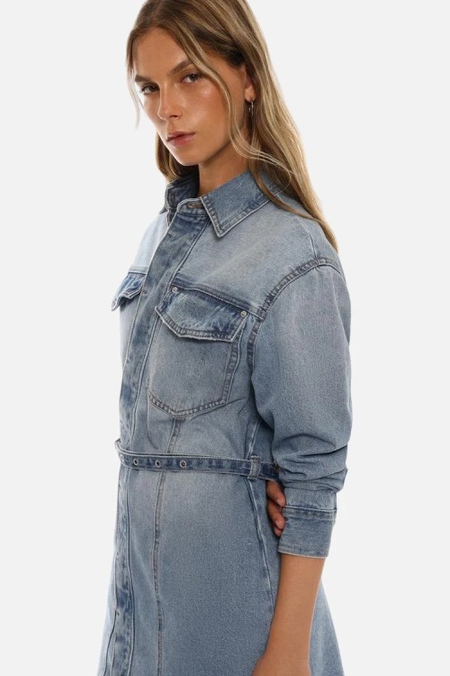 Short studded denim dress