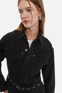 Short studded denim dress