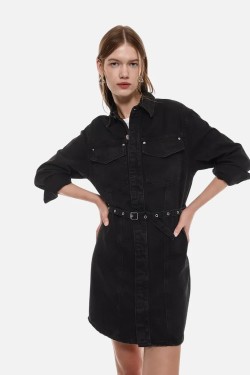 Short studded denim dress