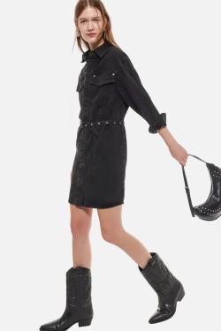 Short studded denim dress