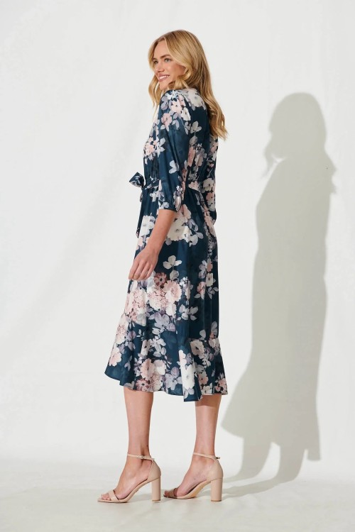 Jemimah Midi Teal Blush Floral