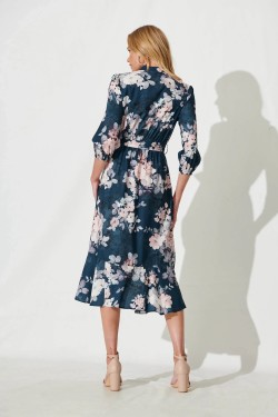 Jemimah Midi Teal Blush Floral