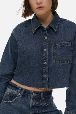 Cropped denim shirt