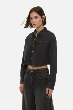 Cropped denim shirt