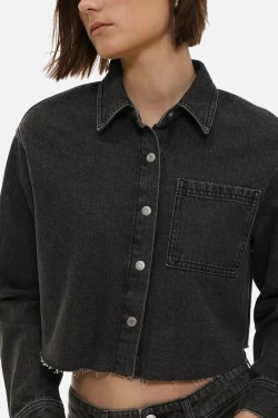 Cropped denim shirt