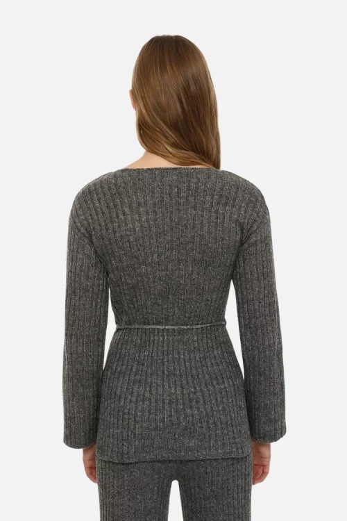 Long belted sweater