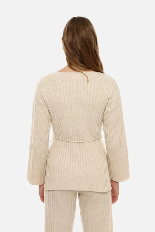 Long belted sweater