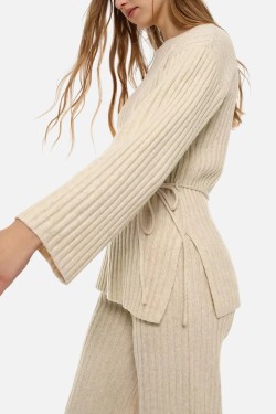 Long belted sweater