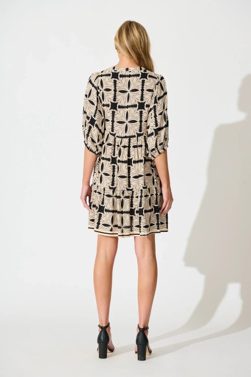 Emelyn Smock Cream Black Tile