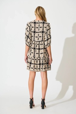 Emelyn Smock Cream Black Tile